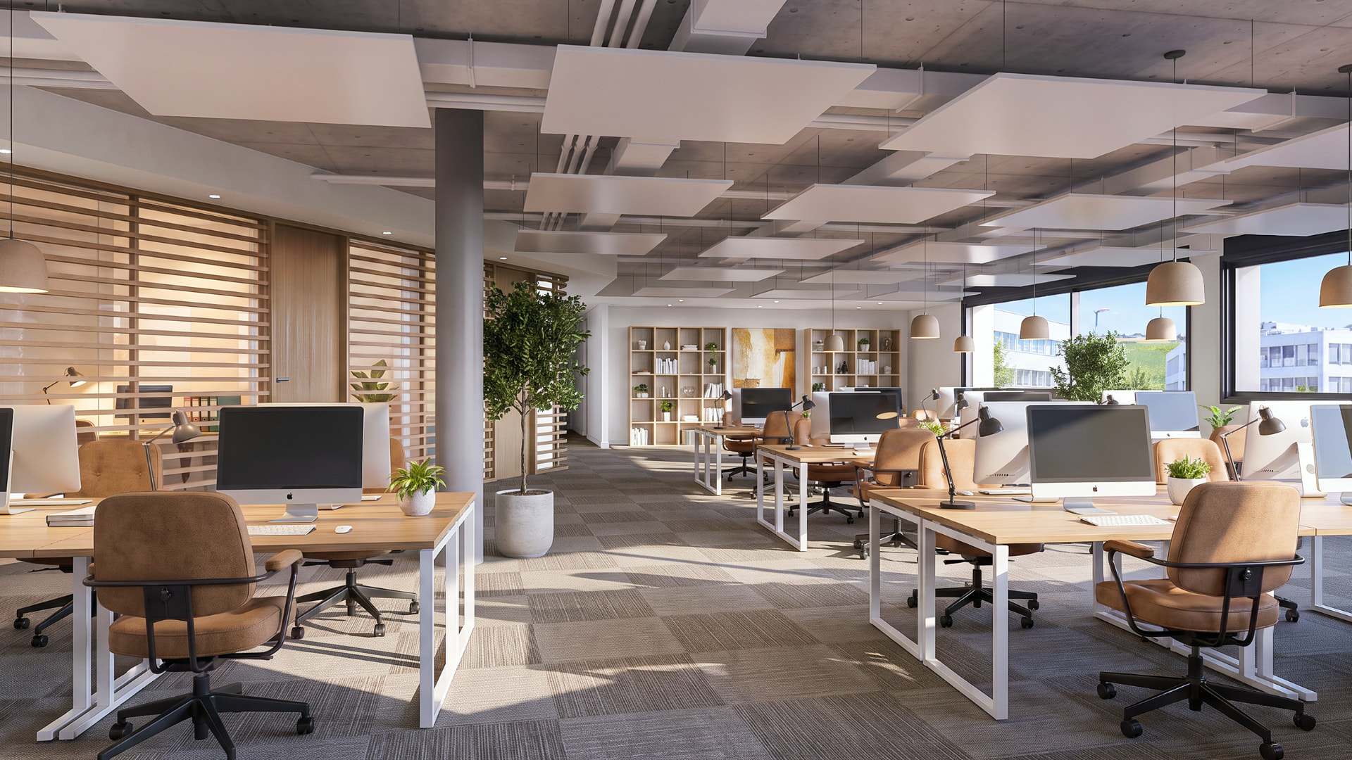Exemple d'aménagement : open space de bureaux