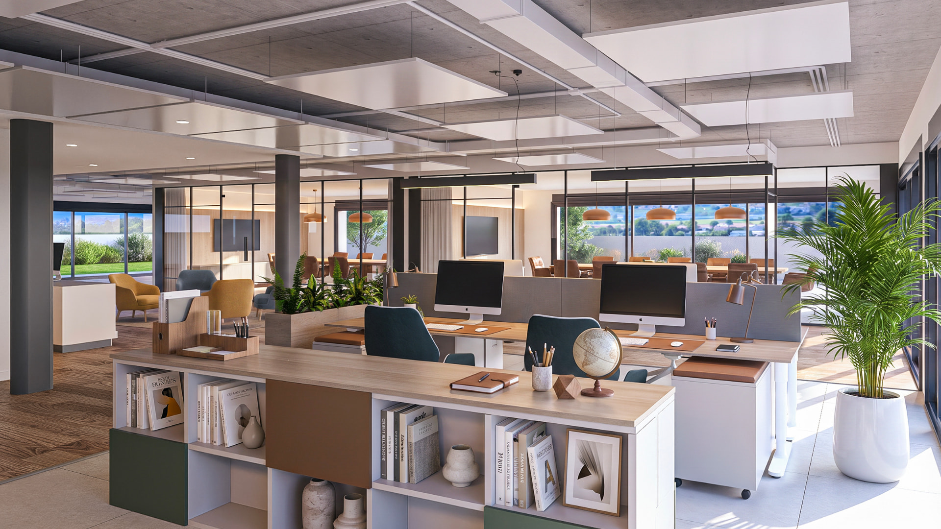 Exemple d'aménagement : espace de travail collaboratif